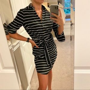 NY&Co Long Sleeve B&W Striped Dress